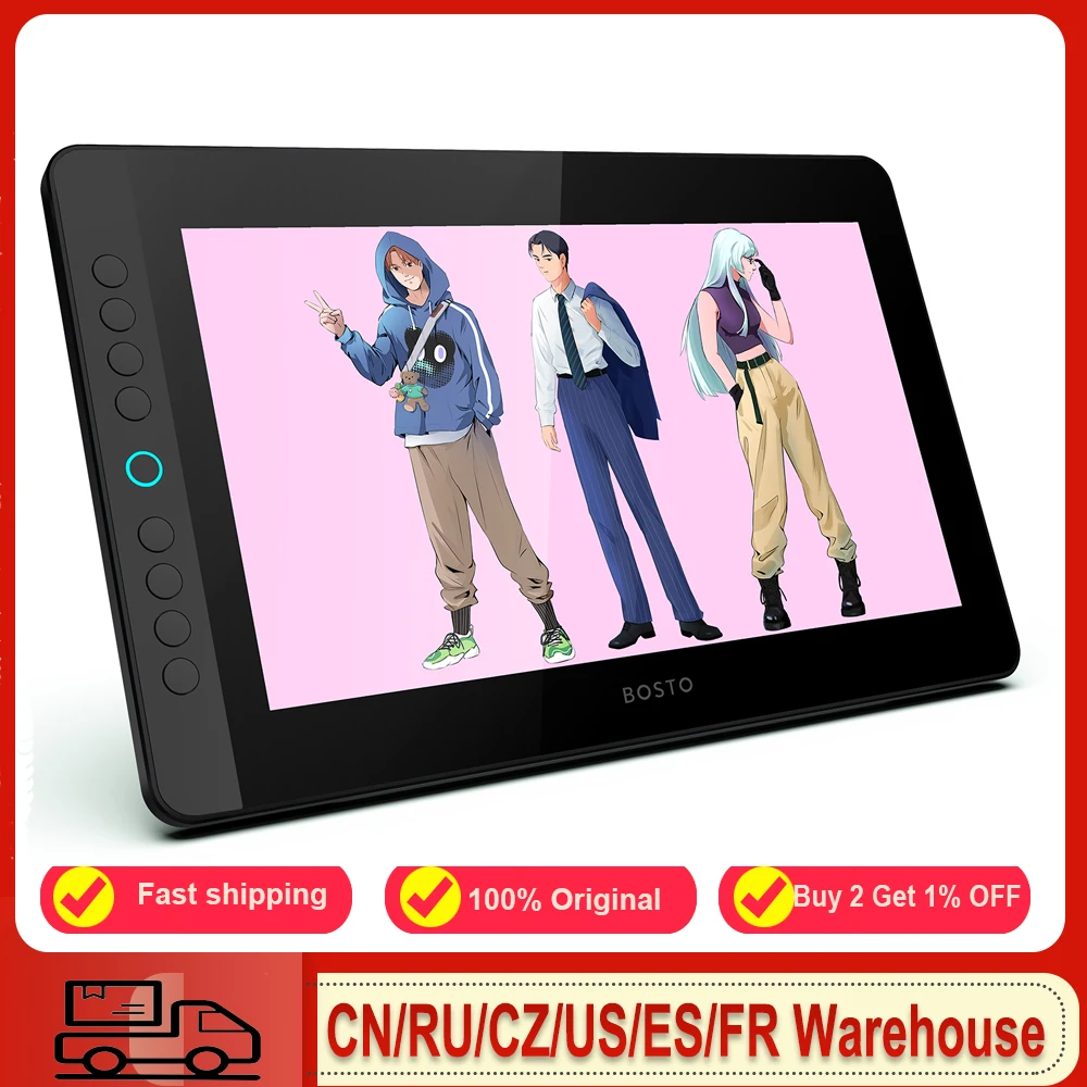 (에서 선박 us) 13.3 디지털 그래픽 그리기 태블릿 8192 인치 BT-13HDK LED 스크린 디스플레이 디지털 아트 드로잉 패드 압력 레벨