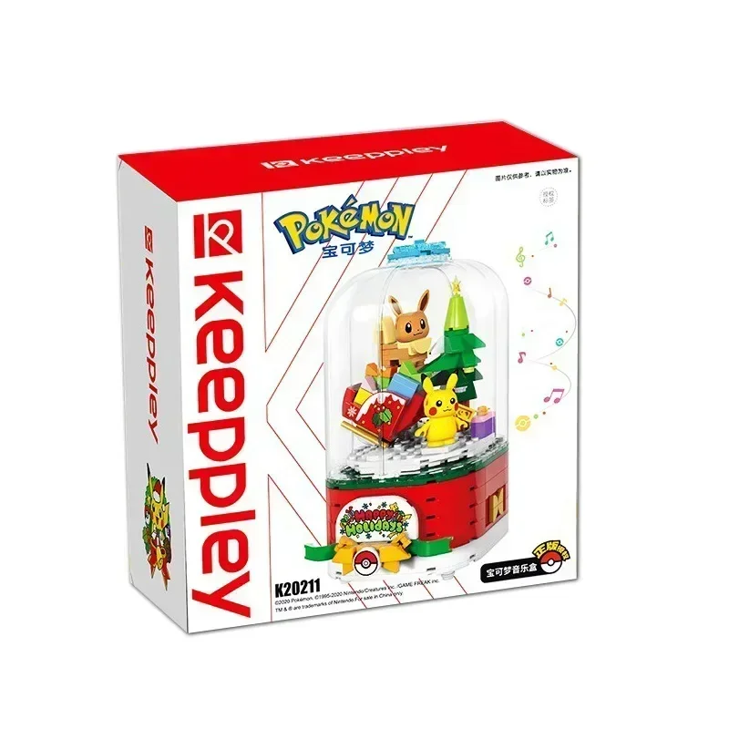 

Keeppley Building Blocks Pokemon Music Box Model Pikachu Eevee Christmas Ornament Kawaii Children's Toy Birthday Gift
