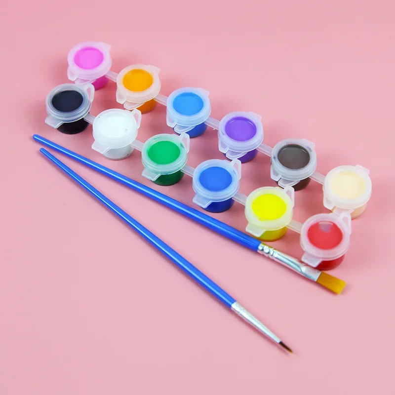 6/12colors 1set Acrylic Paints With 2 Brushs Diy Graffiti Pigment