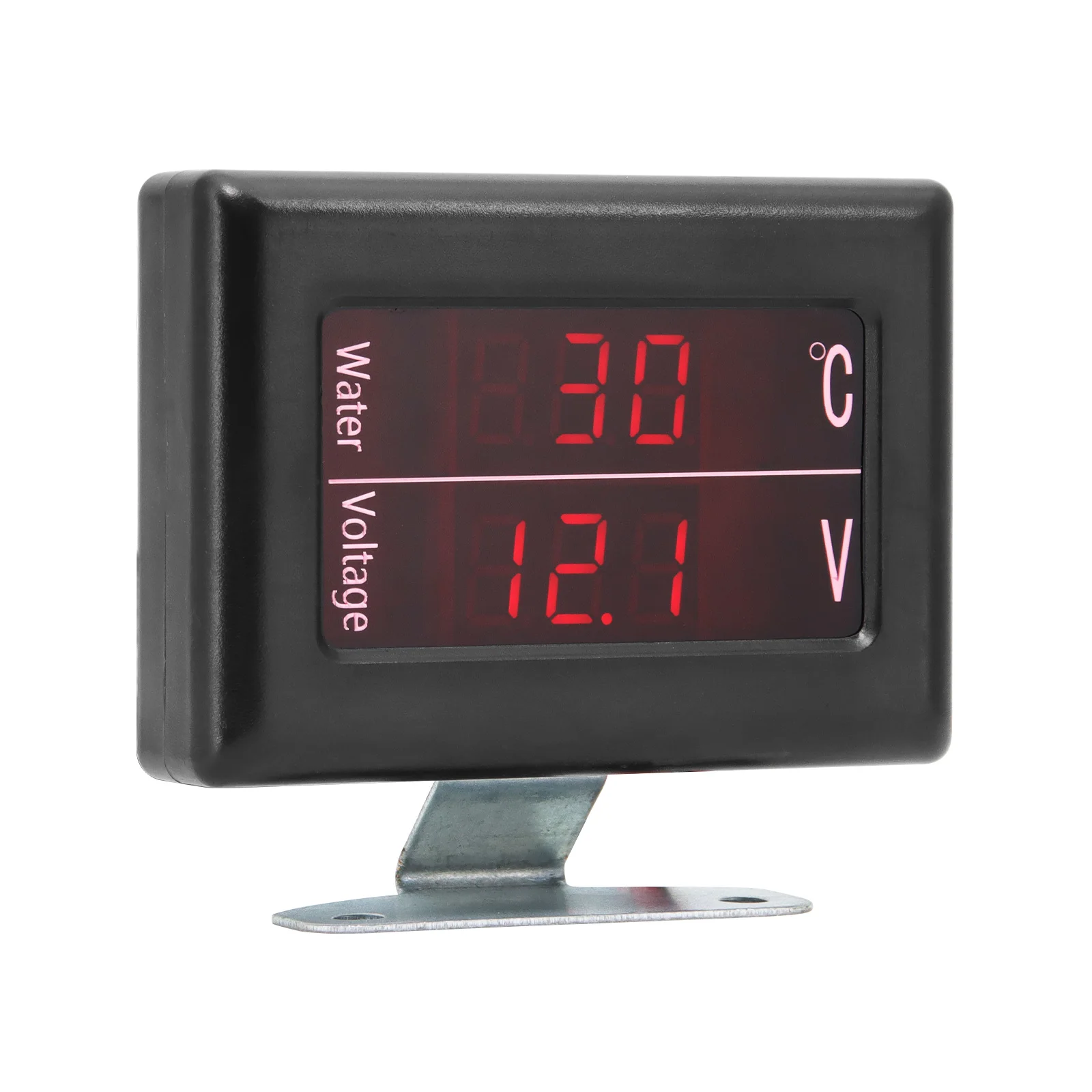 디지털 LCD 수온 및 전압 계량기 전압계 온도계, 빨간색 LED 조명 센서 포함, 자동차 트럭 12V 24V, 2 in 1