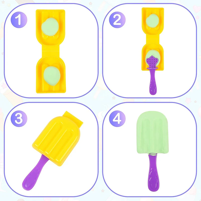 DIY Ice Cream Playdough Mold Plastics Play Dough Accessories For Children Kids Cute Animal Popsicle Plasticine Clay Mould Toys 4