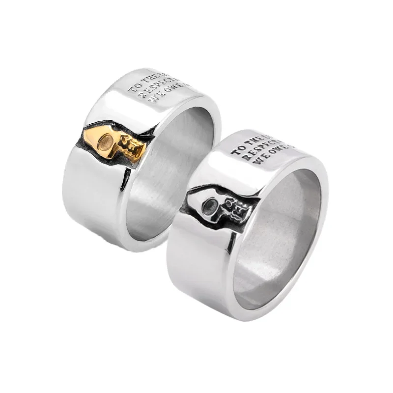 

CHUANGCHENG Stainless Steel Punk Prayer Skull Fashion Stainless Steel Men's Rings Size 7-13