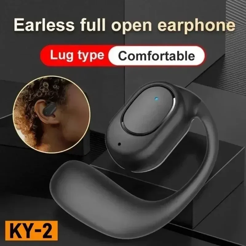 KY2 Single Wireless Earphones Air Conduction OWS Headphone HiFi Ear-Hook Music Sports Noise Cancel Headset For All Smartphones 2