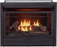 Ventless 26,000 BTU Heats 1,350 Square Feet Dual Fuel No-Clearance Gas Fireplace Insert with Remote Control, Black 1