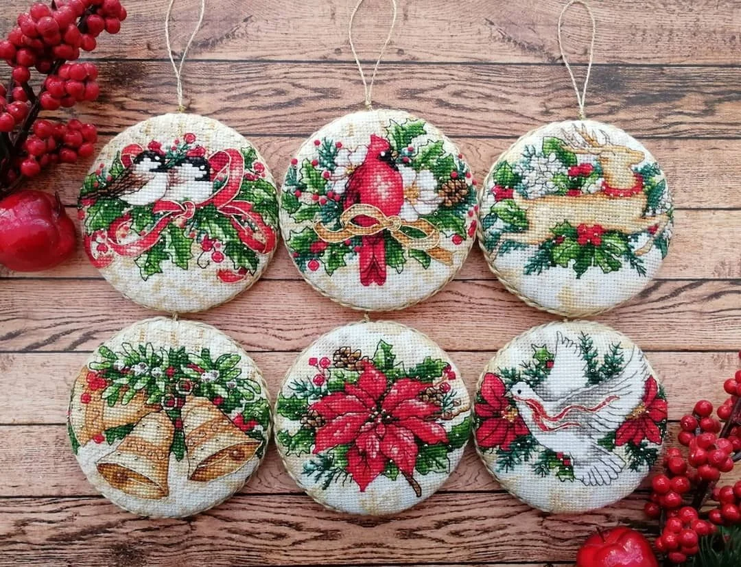 Kühlschrankaufkleber, Kunststoffleinwand, Handarbeitsstickerei, Strickhandwerk, Kreuzstichornamente, Dim 08813 Weihnachten