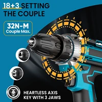 Tournevis à percussion sans fil, perceuse à main, outil électrique, réglage de 32 couples, tournevis électrique à 2 vitesses avec 2 Batteries 2