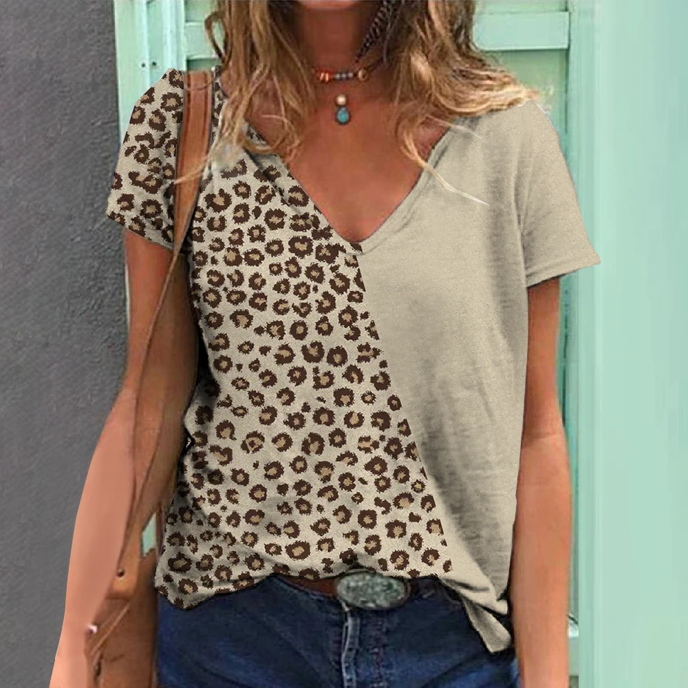 

Vintage Leopard Print Women'S T-Shirts Hip Hop Short Sleeve Tops Tees Fashion Female Streetwear Oversized Basic Clothing 2023
