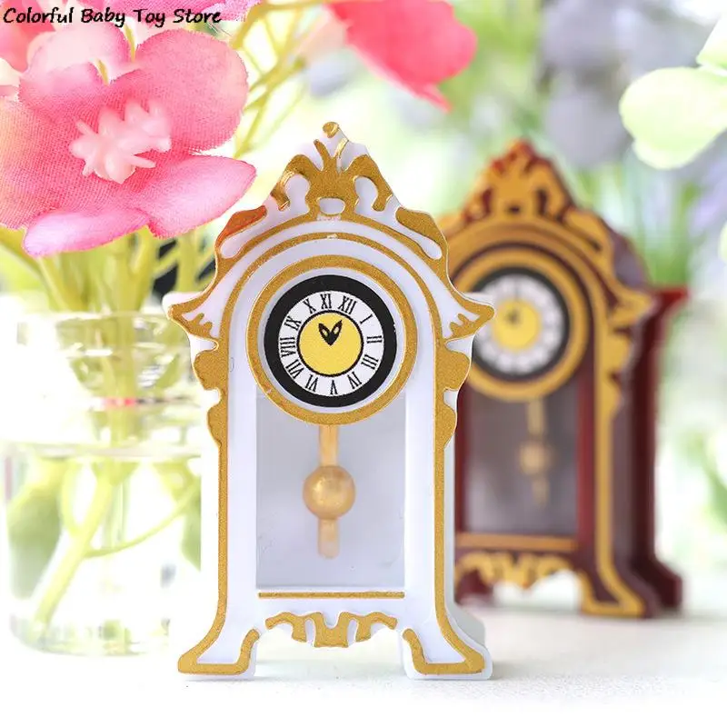 

1:12 Dollhouse Miniature European Vintage Clock Desk Clock Alarm Clock Standing Clock Home Decor Toy Doll House Accessories