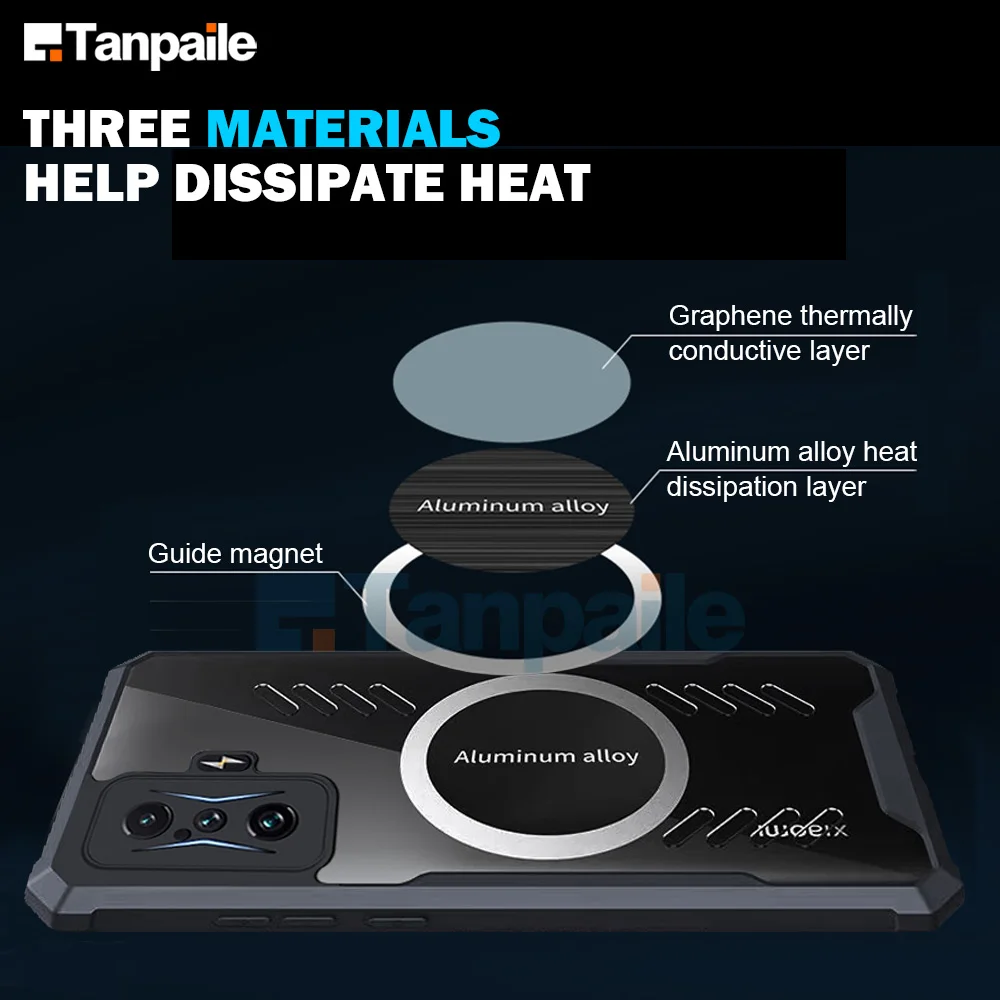 Tanpaile Cooling Magnetic Shockproof Hard Bumper Case with Heat Dissipation