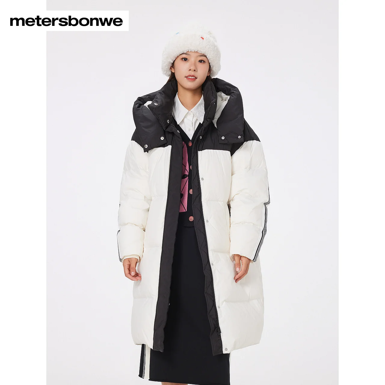 Metersbonwe Long Hooded Down Jacket Women Thick Winter Parker Coat Ladies 2023 New Fashion Warm Jackets Casual White Outerwear
