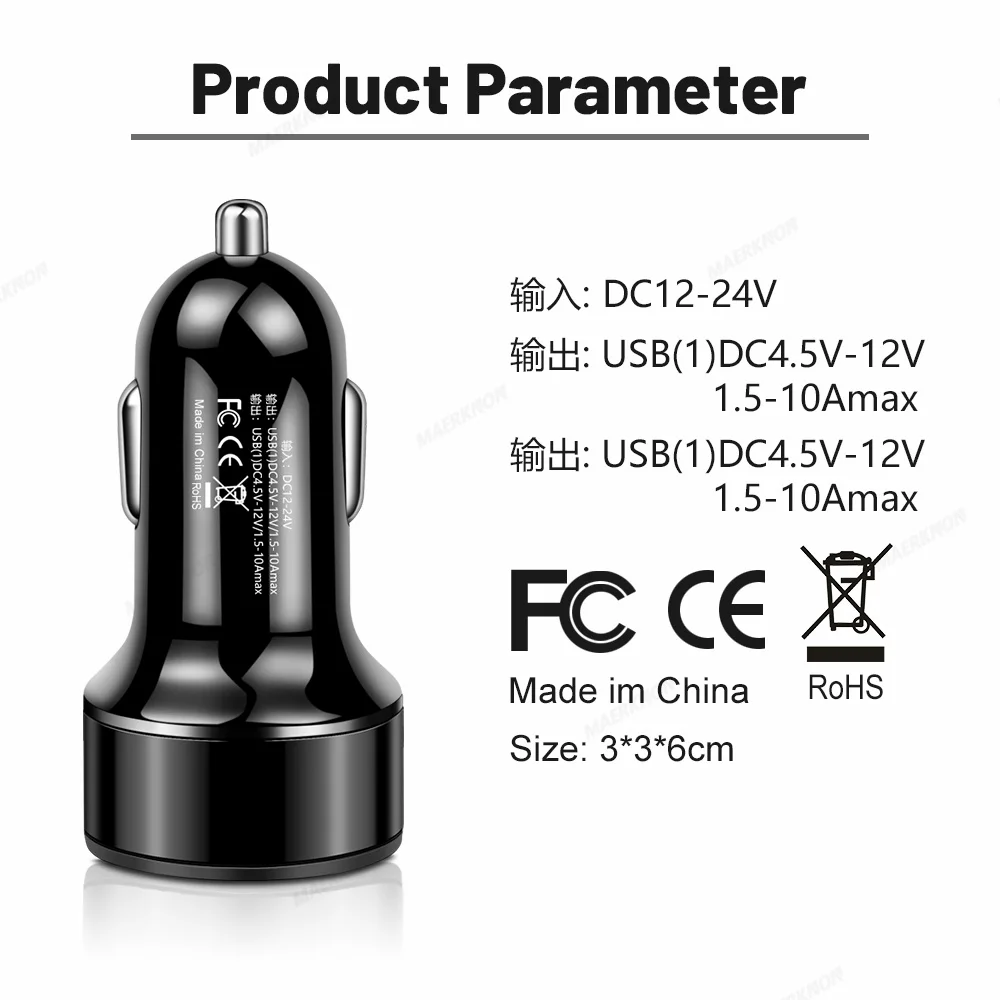 3.1A USB Car Charger Fast Charging 2 USB Ports Phone Adapter For iPhone Samsung Xiaomi Quick Charging With Digital Display