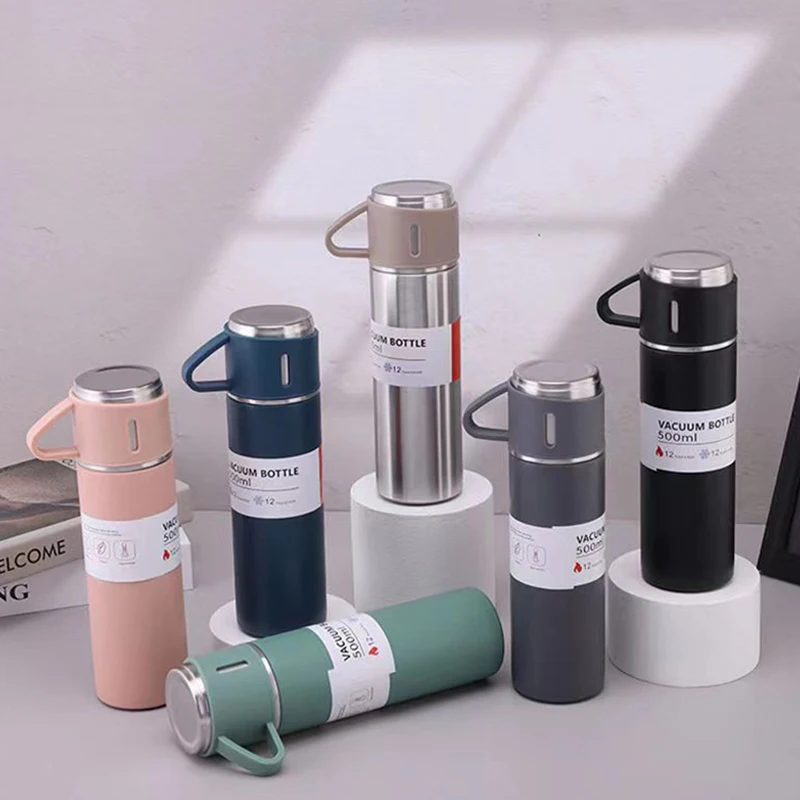 

304 Stainless Steel Vacuum Insulated Cup Set With Handle Business Creativity Straight Cup Picnic Outdoor Sports Portable Cup Set