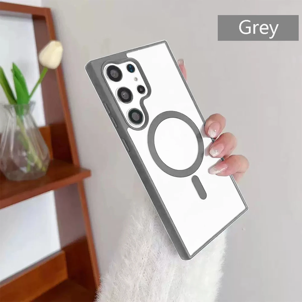 Sleek Magnetic Clear Acrylic Phone Case with Matte Soft Cover