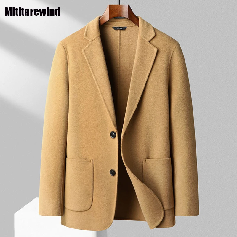 

Autumn Winter 70% Wool Coat Business Casual Suit Style Coats Solid Slim Double-sided Woolen Coat Korean Fashion Simple Jackets