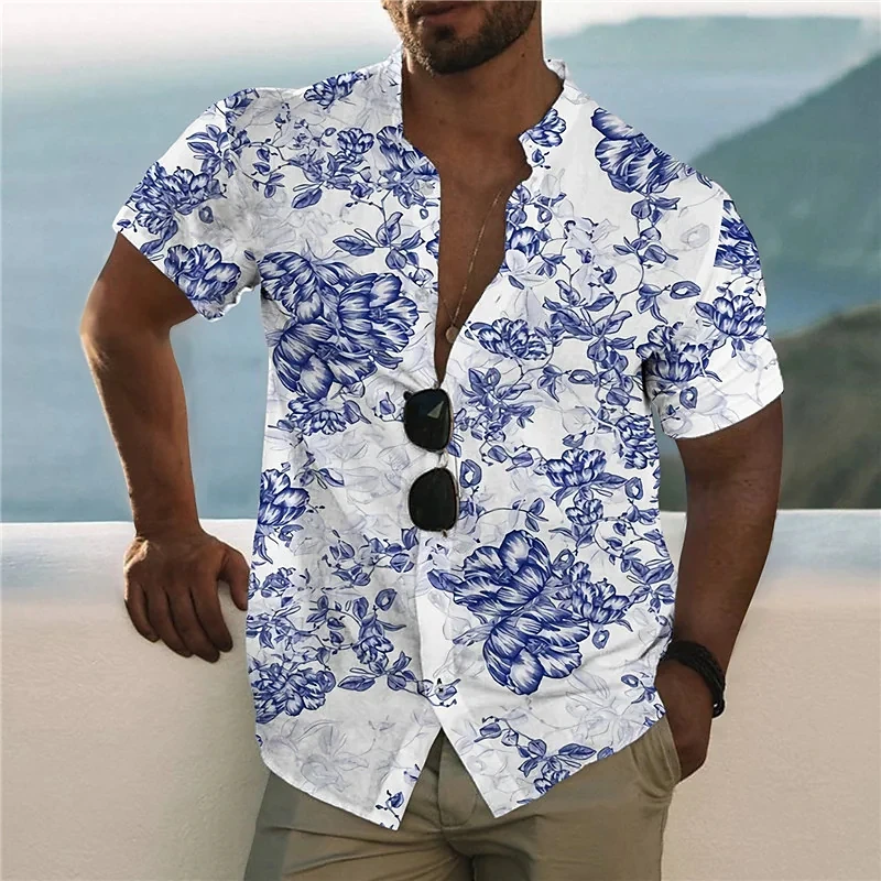 

Men Coconut Tree Hawaiian Shirt 3D Printed Beach Holiday Shirts For Men Casual Short Sleeve Oversized Tops Tee Shirt Men Blouse