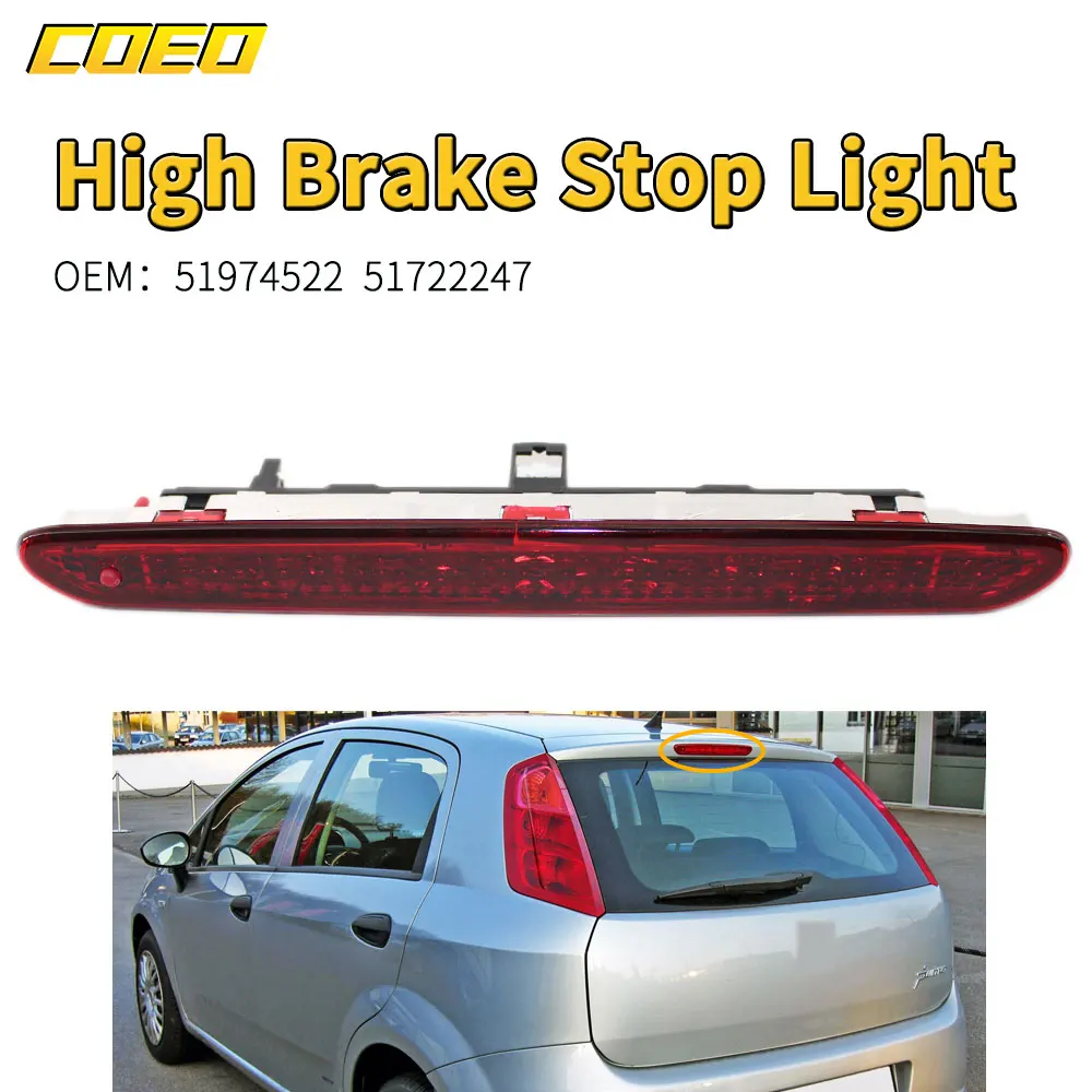Auto Rosso Coda Posteriore Terzo Freno Luce Di Stop Per Grande Punto/Grande Punto Abarth/Fiat Punto Evo 51974522 51722247