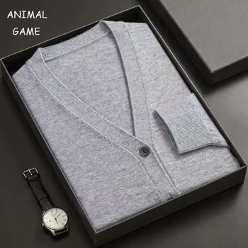 New Mens Cardigan Sweatercoat V-Neck Long Sleeve Button Down Knitted Sweaters Lightweight Solid Color Winter Thick Outerwear