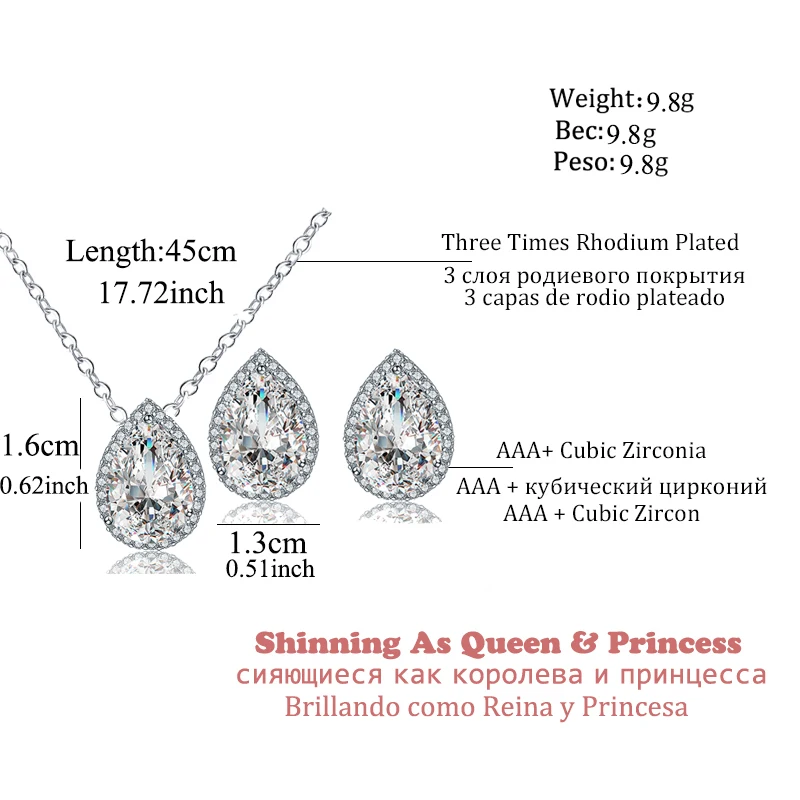 Jewelry Set Nigerian Water Drop Cubic Zirconia Wedding Jewelry Sets inlay Luxury Crystal Bridal Jewelry Set Gifts For Bridesmaids AS099 jewelry sets jewelry set