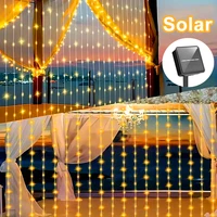 300 LED Solar Courtyard Curtain Lights Outdoor Waterproof Fairy String Lights With 8 Modes for Garden Window Bedroom Wedding 1