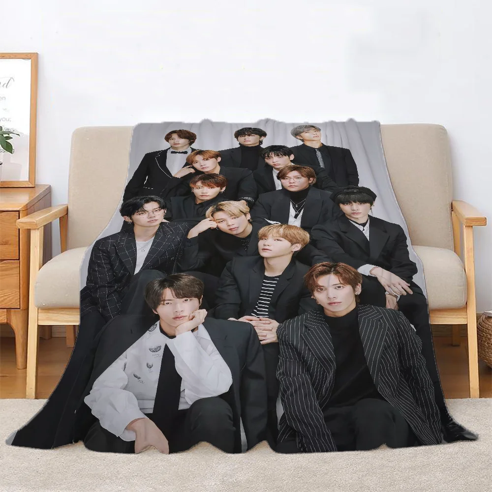 Kpop-BTS Knee Blanket for Sofa Decoration Fluffy Plaid Kid's Blanket King Size Luxury Throw Blankets and Throws Cobija Winter & 2