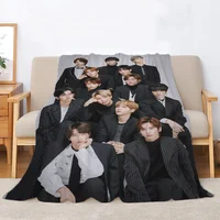 Kpop-BTS Knee Blanket for Sofa Decoration Fluffy Plaid Kid's Blanket King Size Luxury Throw Blankets and Throws Cobija Winter & 2