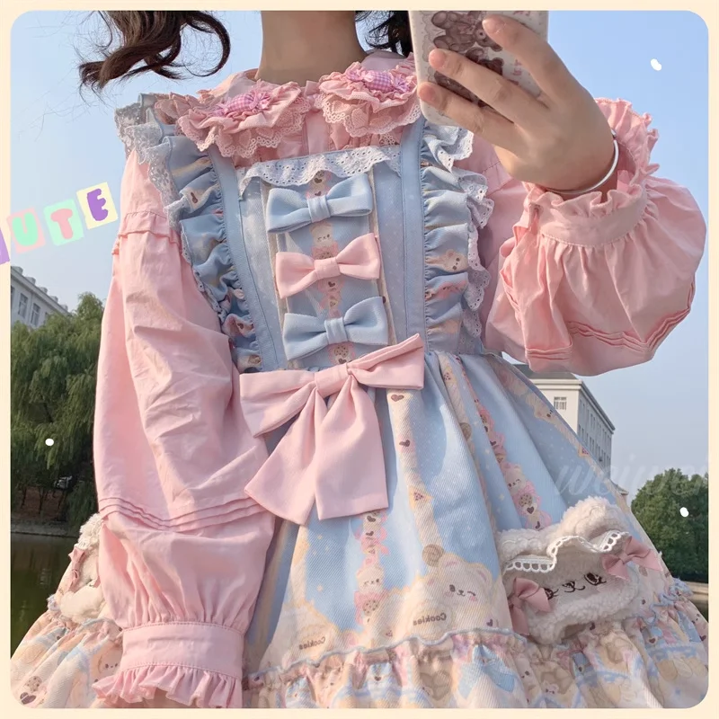 Lolita Blouses White Sweet Women Preppy Style