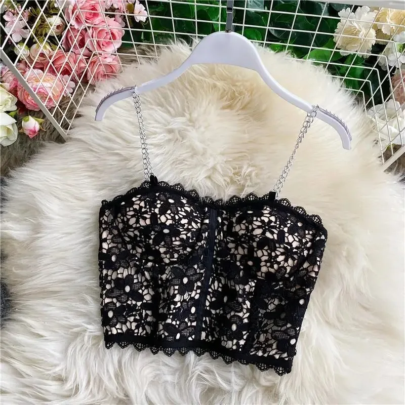 Fashion Sexy Spice Cutout Lace Women Underwear Iron Chain Sexy Bra One-Piece Full Cup Slip Wire Free Chest Binder Bras