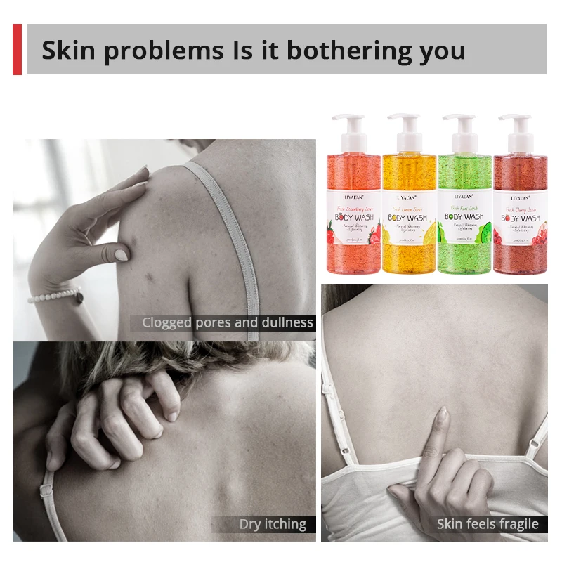 Fruit Scrub Shower Gel Exfoliating Soothing Whitening Body Wash body wash
