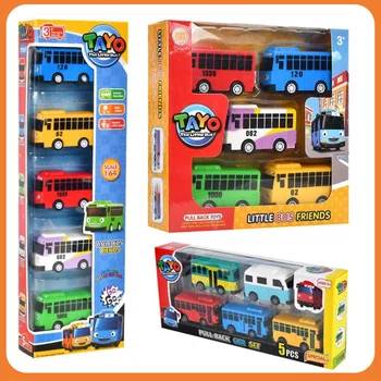 Cartoon puzzle Korean Tayo Mini Bus Little Bus Friends Openable Doors, Slide & Pull Back Toy Bus for Kids 1