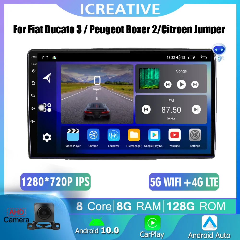 T13 8+128G Car Radio Android For Fiat Ducato 3 2006-2022 For Peugeot Boxer  2 2006-2022 For Citroen Jumper 2 2006-2022 Carplay
