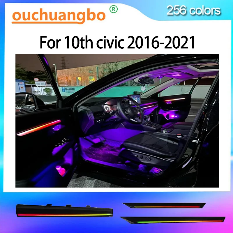 

Внешнее освещение Ouchuangbo для 10th Civic 2016-2021, атмосферная лампа для экологического освещения, комплект RGB подсветки, динамическая отделка