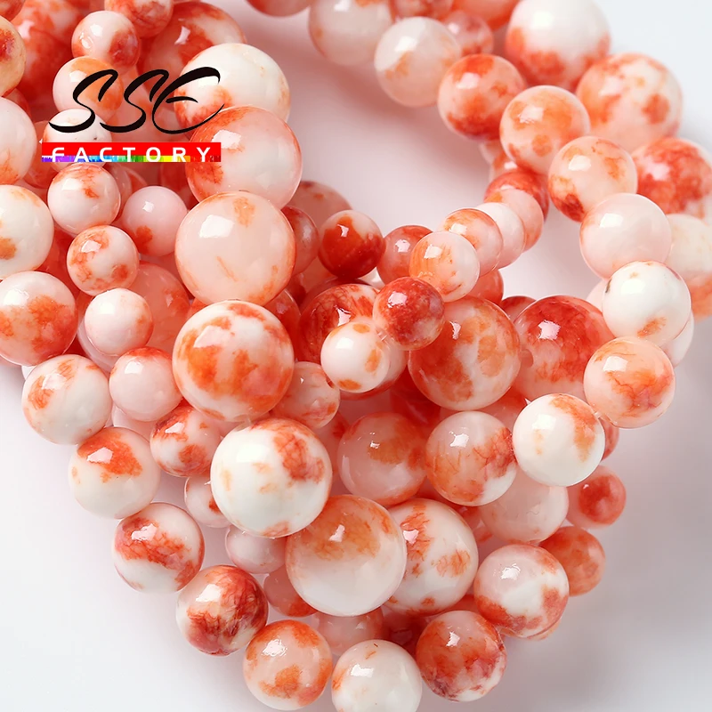 

Wholesale Orange Persian Jades Round Loose Beads for Jewelry Making Stone Spacer Beads DIY Bracelets Necklaces 6 8 10 12mm 15"