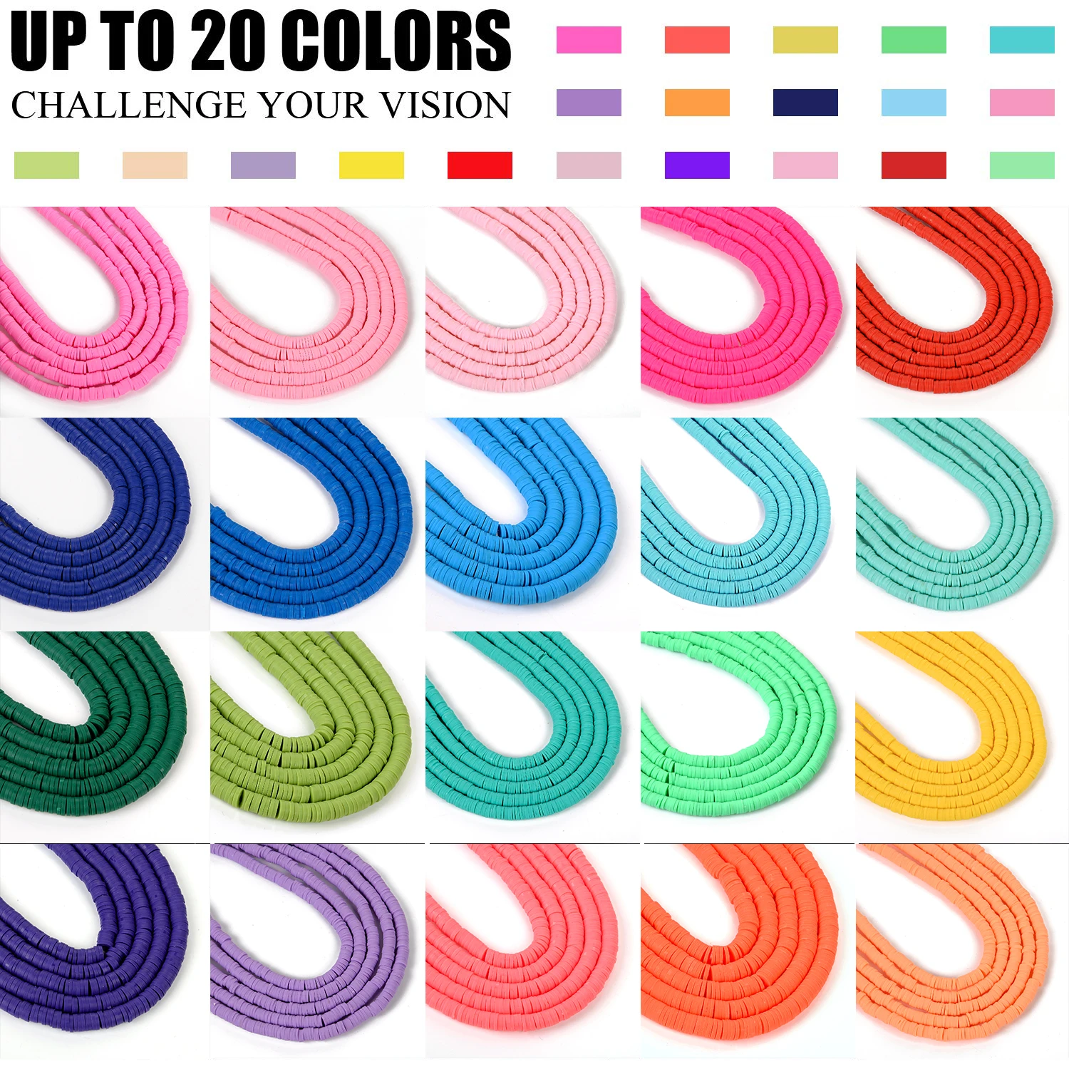 1 Pièce Brin Fil De Perles Rondes Et Plates "Heishi" Green Emerald