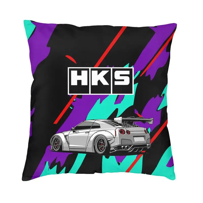 

Японская ретро-подушка Hks Jdm для дрифтинга, квадратная декоративная наволочка для подушки, наволочка для дивана, двухсторонняя печать