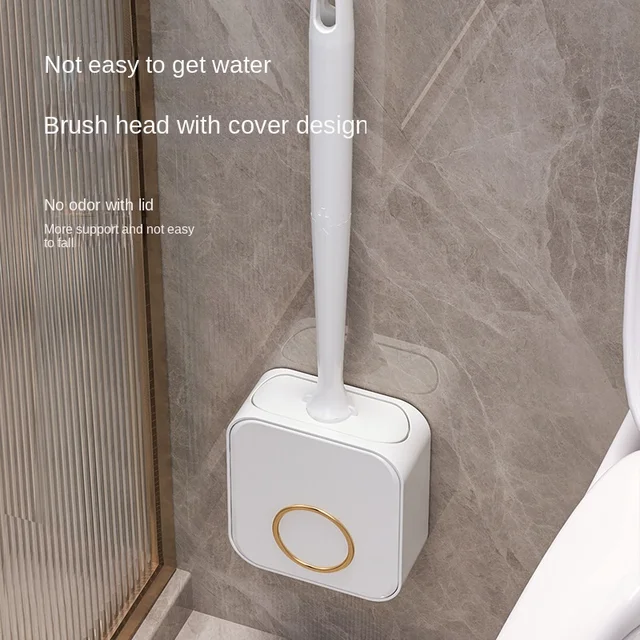 Könnyű Luxus Wc Kefe Háztartás Nélkül Nincs Halott Sarok Falra Szerelt Tisztító Készlet Fürdőszoba Műtárgy Mosószerszám - Image 2
