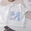 Cinnamoroll Children T-shirt Letter A B C D Name Combination Sanrio Kawaii Girls Tee Shirts Cartoons Casual Clothes Kid Boy Tops 4