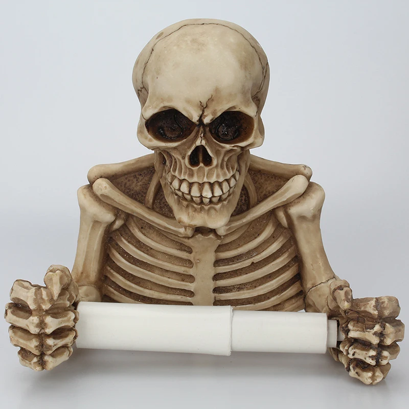 Skull Toilet Paper Holder Wall Hanging Stand Towel Storage Creative Resin Bathroom Storage paper towel holder toilet paper holder toilet roll holder