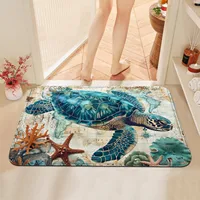 Dream ocean blue turtle seabed mat absorbent, non-slip, quick-drying carpet home, bathroom, kitchen door mat