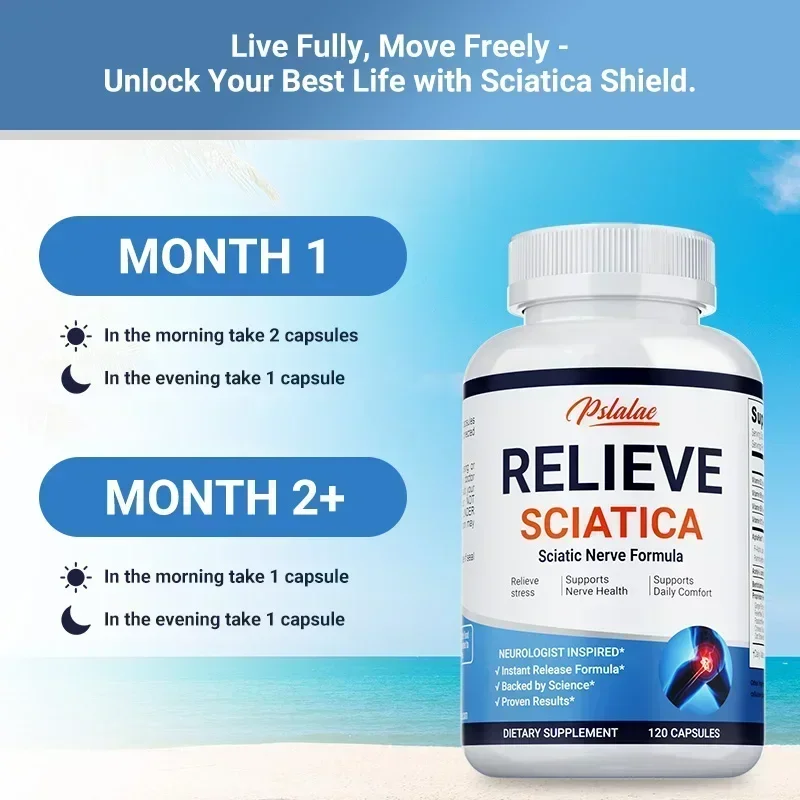 Relieve Sciatica Capsules Reduce Joint Pain Restore Mobility Balance Inflammation Support Nerve & Bone Health 120 Capsules