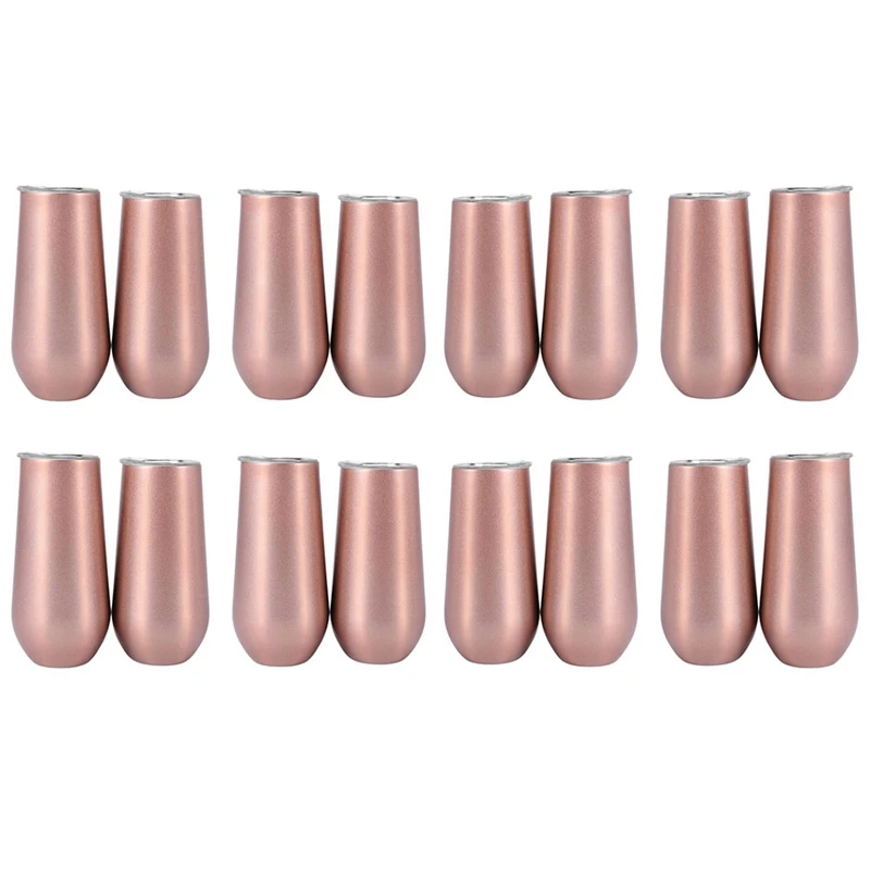 

16 Packs Stemless Champagne Flutes Wine Tumbler, 6 OZ Double-Insulated Wine Tumbler With Lids Unbreakable Cocktail Cups