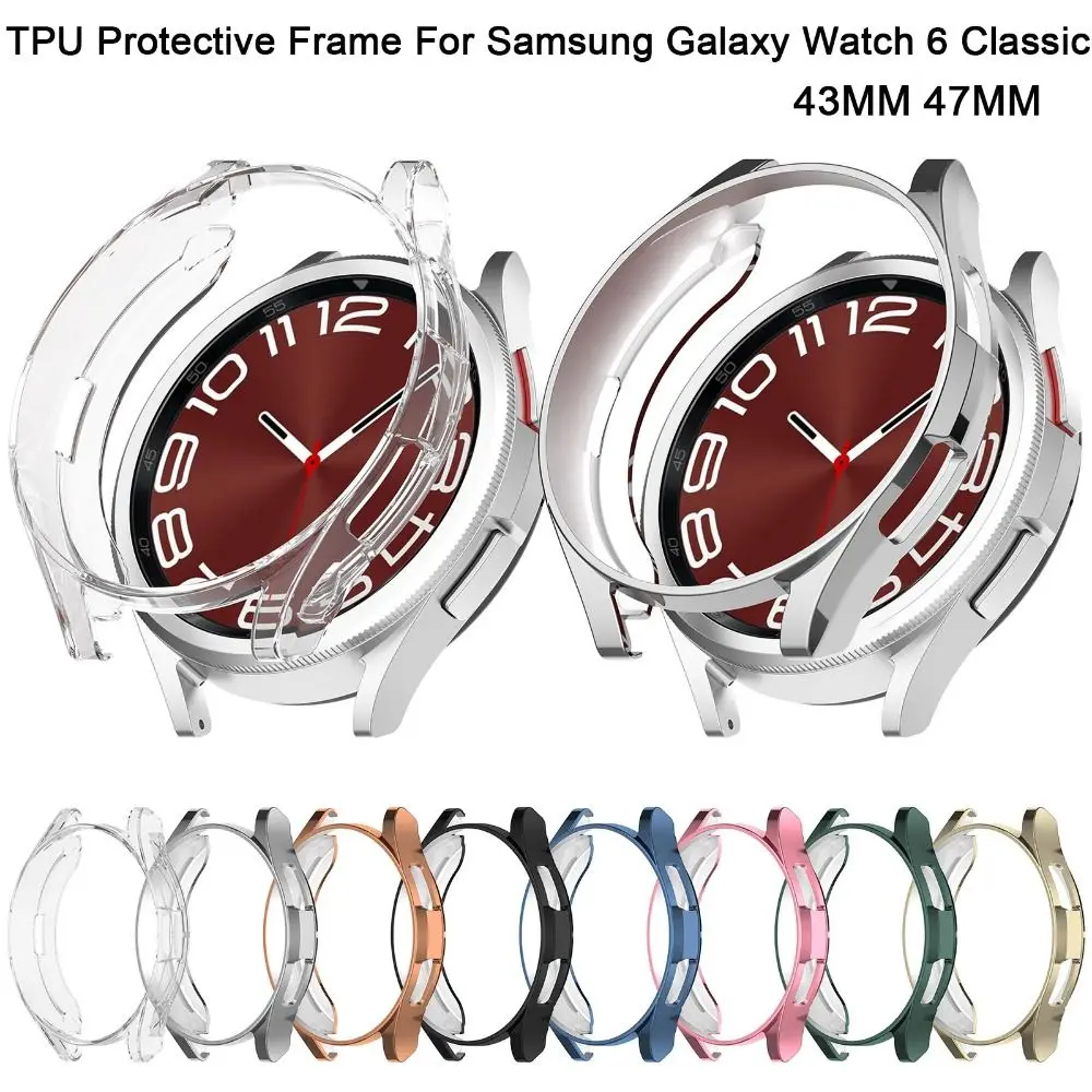 

TPU Case for Samsung Galaxy Watch 6 Classic 43mm 47mm Plated Screen Protector All-around Bumper Shell Cover Watch Accessories