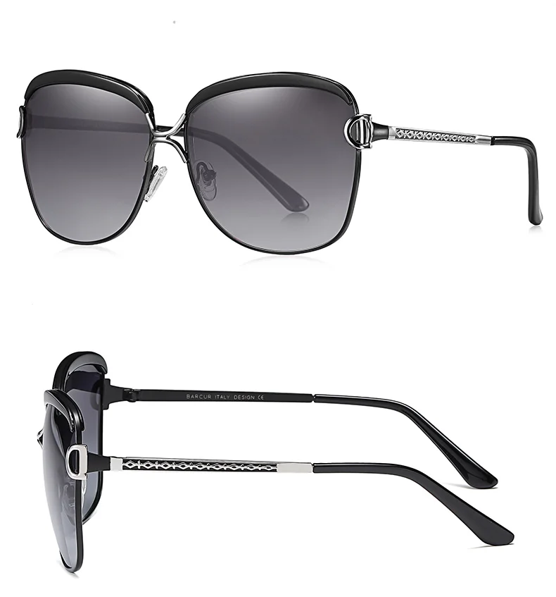 Barcur polarisierte damen sonnenbrille frauen gradienten linse runde sonnenbrille quadratisch luxus marke opulos – Detail 10