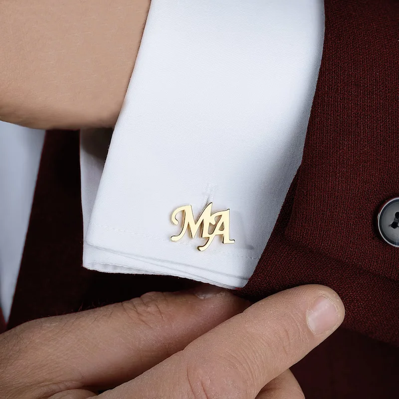 Custom Cufflinks for Mens Luxury Personalized Logo Letter Stainless Steel Suit Shirt Button Wedding Groomsmen Father's Day Gifts customized stainless steel material name cufflinks different font name symbol combinations father s day gifts birthday gifts