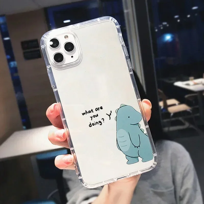 Adorable Dinosaur Couple Soft Clear Phone Case Cover