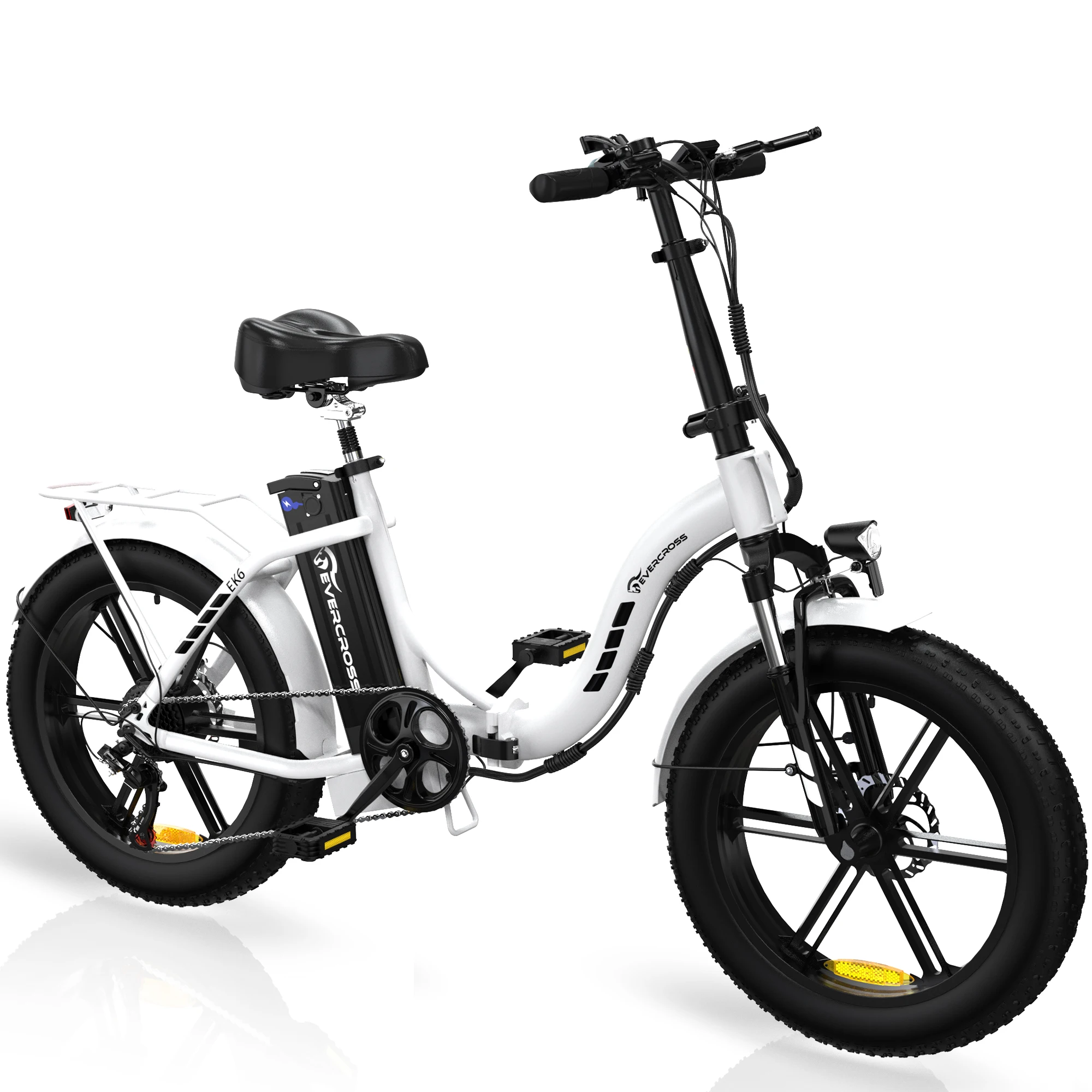 EVERCROSS EK6 Electric Bike 20" x 4.0 Fat Tire Foldable E Bike 48V15Ah, 750W Mountain Adult Electric Bicycle 7 Gears, 55-100KM