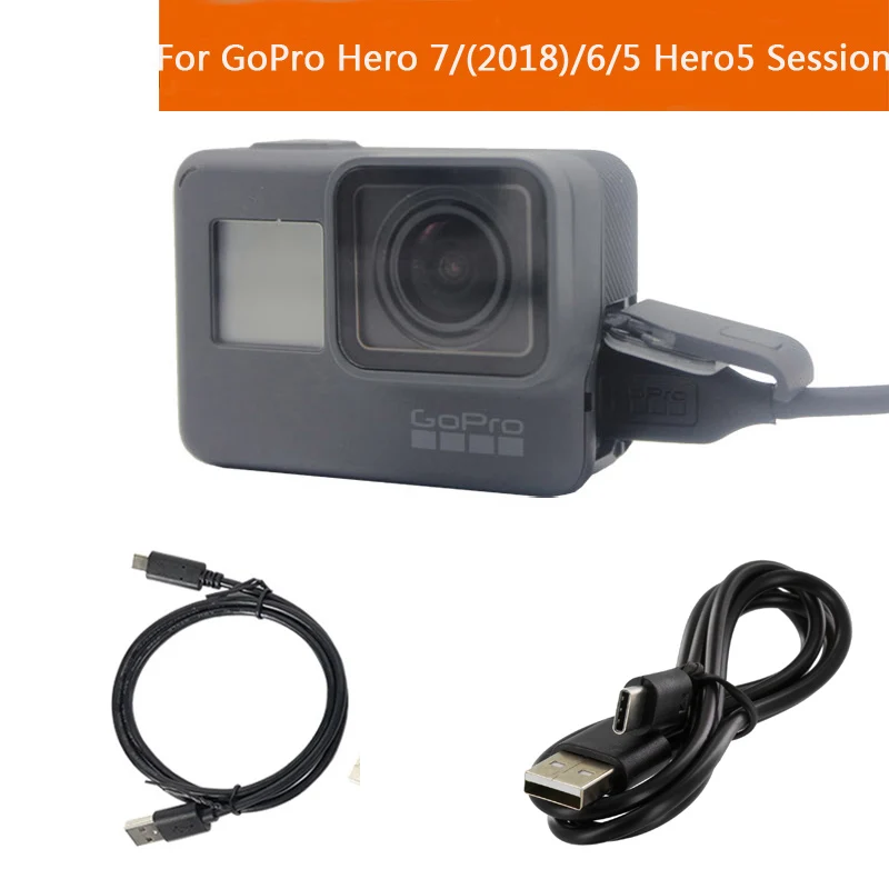 充電usb移動プロヒーロー7/6/5 Hero5セッションケーブルタイプc同期データラインアクションスポーツカメラアクセサリー _ - Mobile