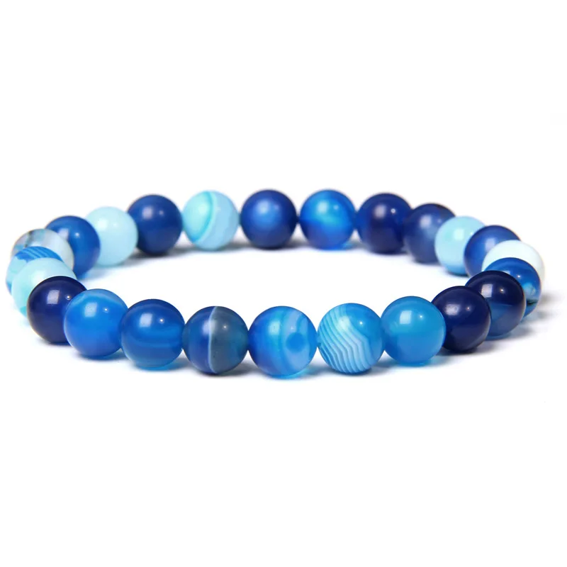 Natural Stone 6mm 8mm Stripped Agate Bracelet  Stretchable Bracelets Bangles For Women jewelry