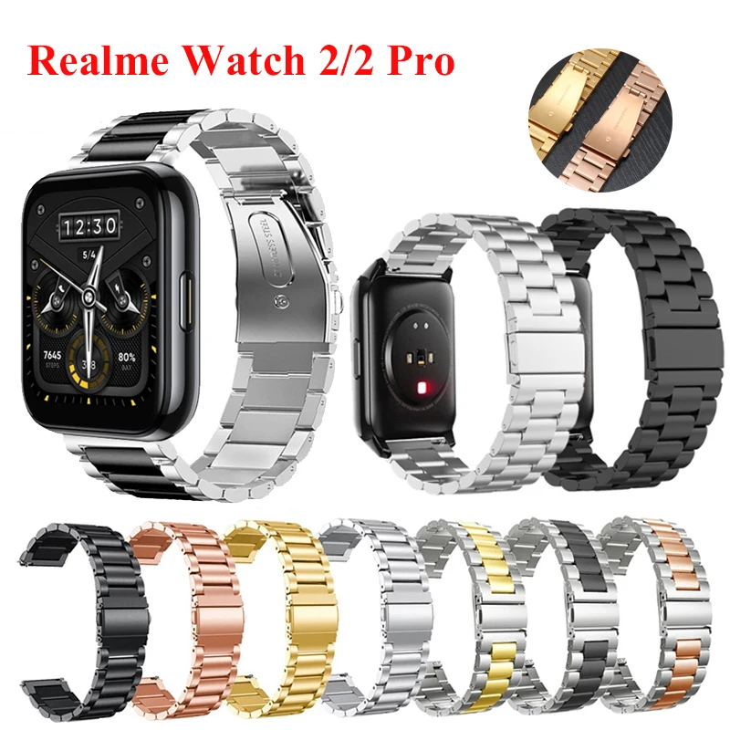 

Металлический ремешок для часов Realme Watch 2 S Pro, ремешок для смарт-часов Realme Watch 2/2 Pro, браслет из нержавеющей стали