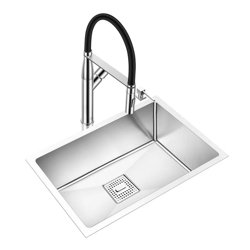 ASRAS 304 Stainless Steel Handmade Kitchen Sink Combo Europe Style Size Large and Small Single Bowl Undermount Vegetable Basin 5