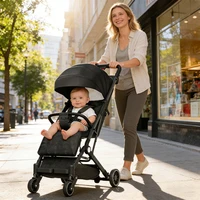 Poussette pliable légère - Pliable - Convient aux nouveau-nés jusqu'à 22 kg - Capote solaire extra large (Rose/Noir/Gris/Khaki) 6